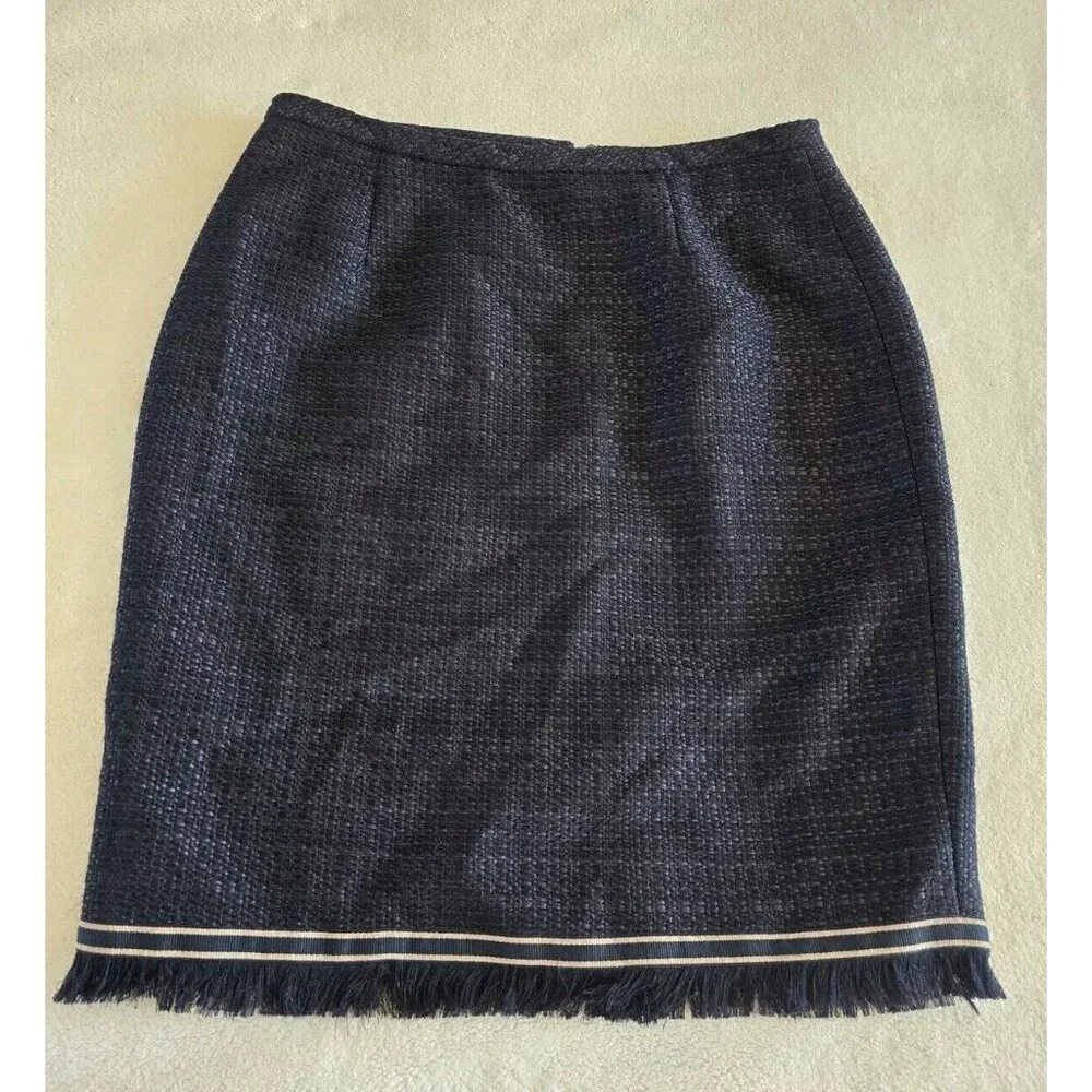 Tommy Hilfiger Womens Pencil Skirt Size‎ 6 Blue Fringe